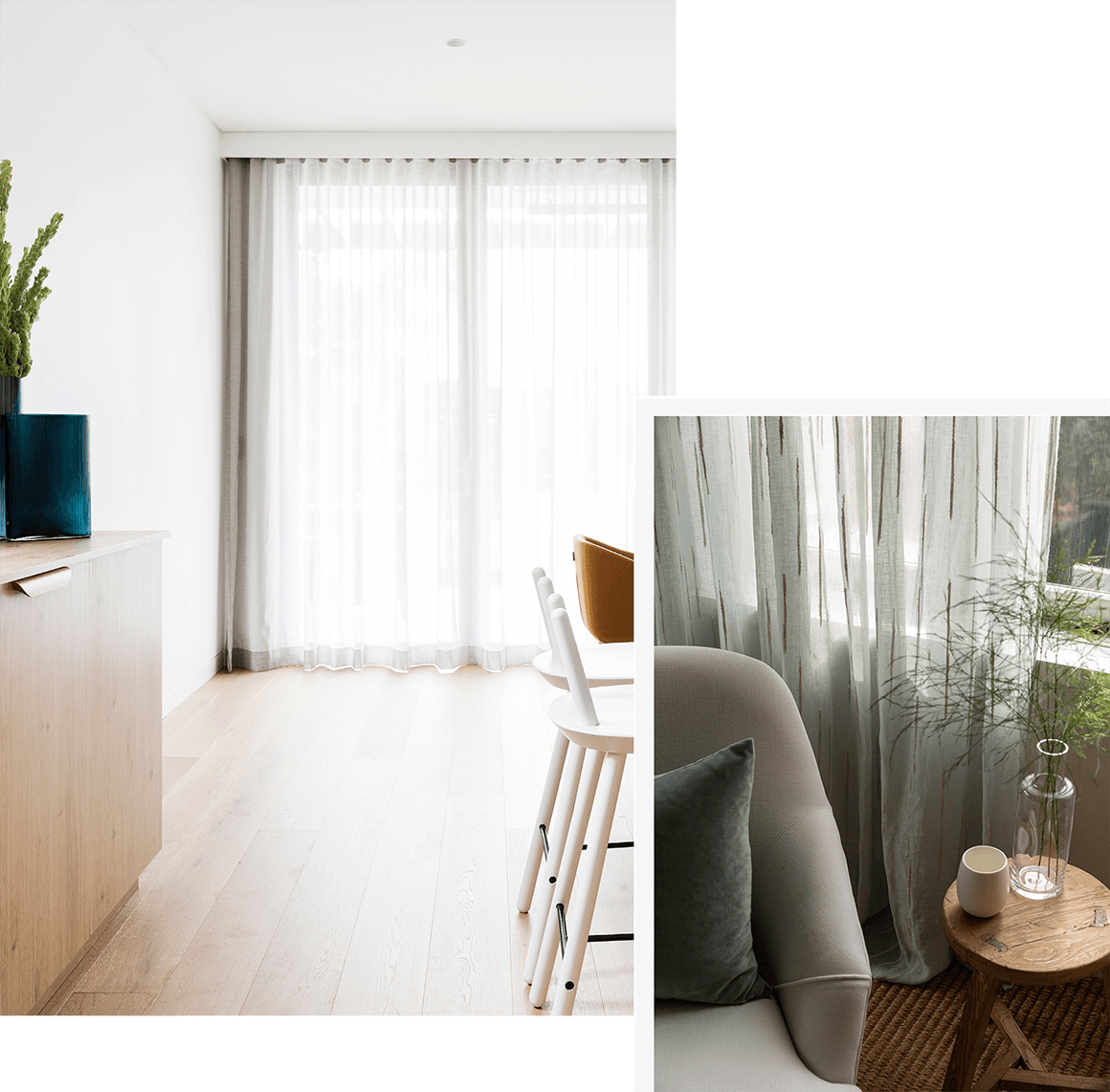 various sheer curtains in modern scenes