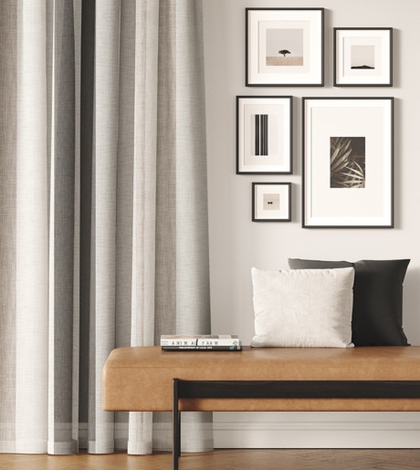 Striped sheer curtain in living room